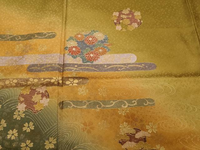 平和屋着物■訪問着 流水草花丸文 暈し染め 金彩 正絹 逸品 CABF9412ev