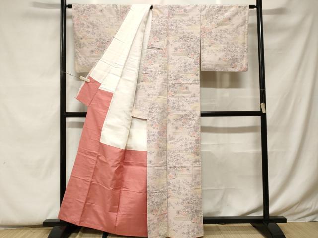 平和屋着物■上質な紬 吉祥枝花文 正絹 逸品 CABF9416ev