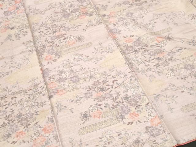 平和屋着物■上質な紬 吉祥枝花文 正絹 逸品 CABF9416ev