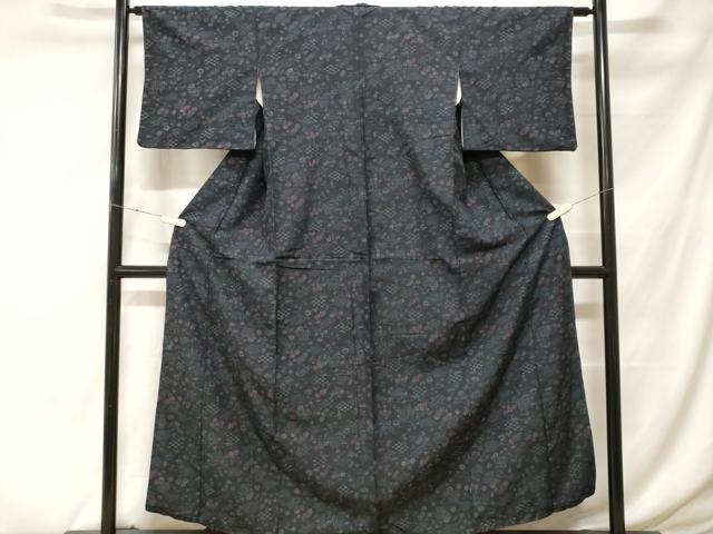 平和屋着物■上質な紬 流水吉祥花文 正絹 逸品 CABF9525ev