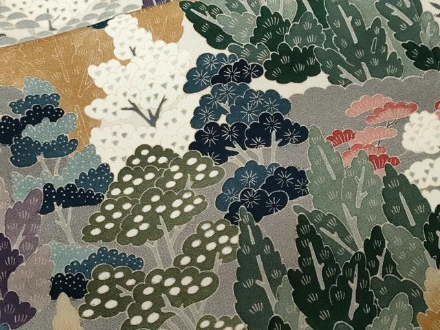 平和屋着物■豪華黒留袖 樹林花文 正絹 逸品 CABF9529ev