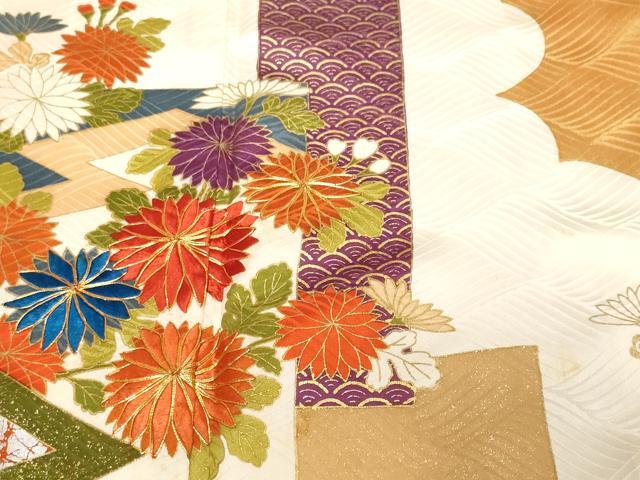 平和屋着物■豪華振袖 駒刺繍 雲取り色紙草花文 金彩 正絹 逸品 CABF9558ev