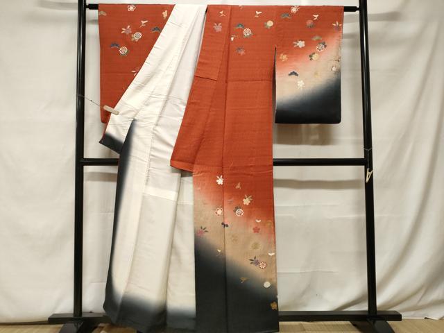 平和屋着物■訪問着 裏菊舞花文 暈し染め 金彩正絹 逸品 CABF9572ev