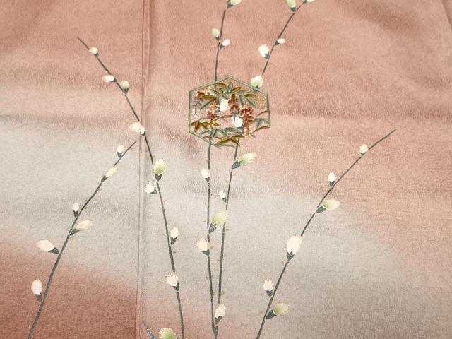 平和屋着物■訪問着 刺繍 枝蕾 亀甲花文 暈し染め 金彩 正絹 逸品 CABF9581ev