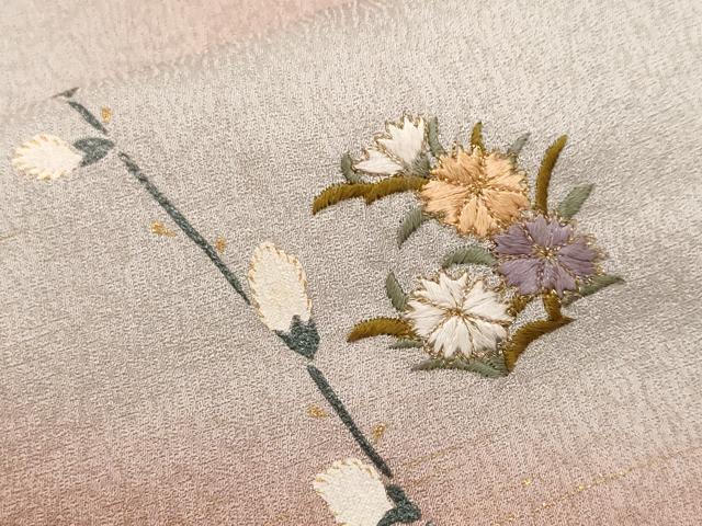 平和屋着物■訪問着 刺繍 枝蕾 亀甲花文 暈し染め 金彩 正絹 逸品 CABF9581ev