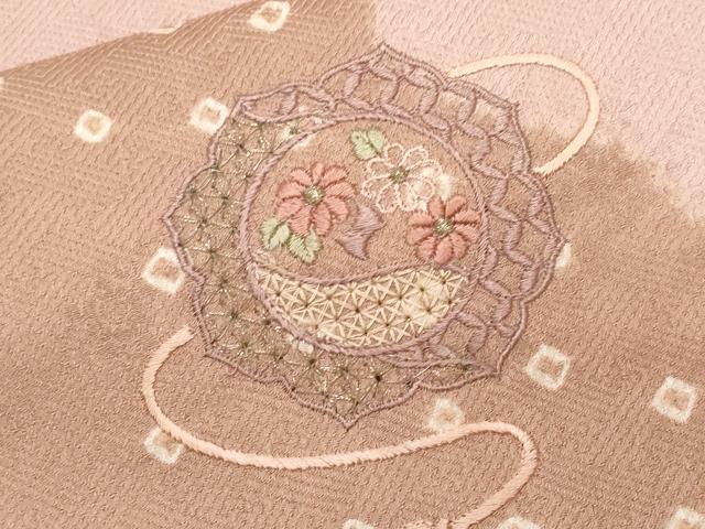 平和屋着物■中国三大刺繍 スワトウ刺繍 訪問着 絞り 鏡裏草花文 正絹 逸品 CABF9583ev