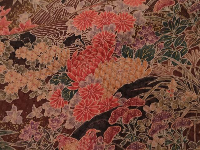 平和屋着物■上質な小紋 流水花鳥文 暈し染め 金彩 正絹 逸品 CABF9585ev