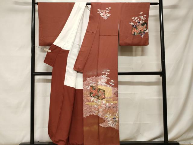 平和屋着物■訪問着 文箱枝花文 暈し染め 金彩 正絹 逸品 CABF9593ev