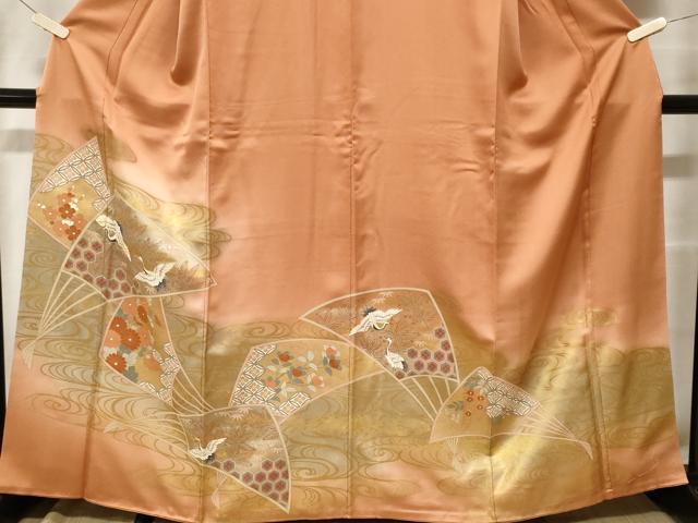 平和屋着物■豪華色留袖 駒刺繍 流水飛鶴扇面花文 暈し染め 金彩 正絹 逸品 CABF9598ev