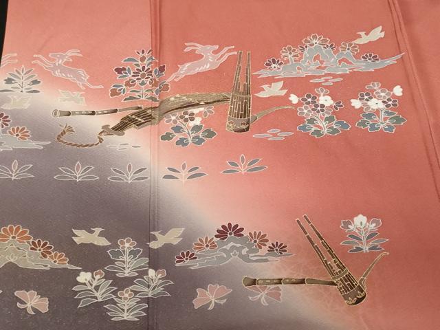 平和屋着物■訪問着 動物楽器草花文 暈し染め 金彩 正絹 逸品 CABF9601ev