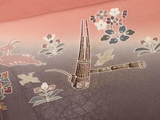 平和屋着物■訪問着 動物楽器草花文 暈し染め 金彩 正絹 逸品 CABF9601ev