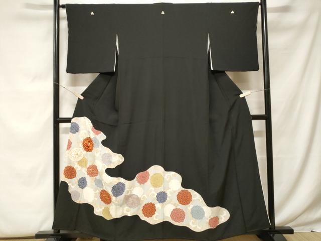 平和屋着物■豪華黒留袖 駒刺繍 菊唐草文 金彩 正絹 逸品 CABF9602ev