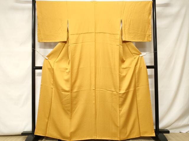 平和屋着物■上質な色無地 霞地紋 黄金色 正絹 逸品 CABF9610ev