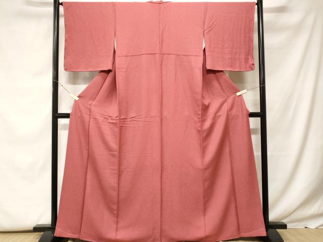 平和屋着物■上質な色無地 霞地紋 紅海老茶色 正絹 逸品 CABF9613ev