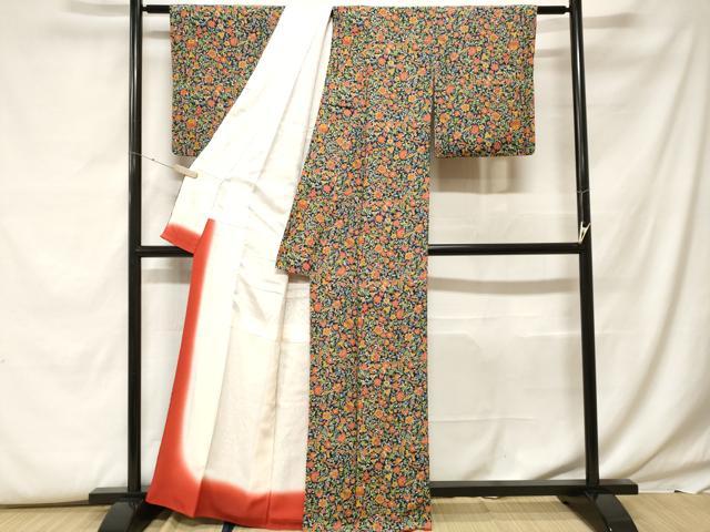 平和屋着物■上質な小紋 更紗枝花文 正絹 逸品 CABF9623ev