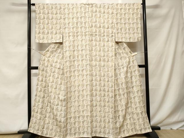 平和屋着物■上質な小紋 幾何学文 正絹 逸品 CABF9657ev