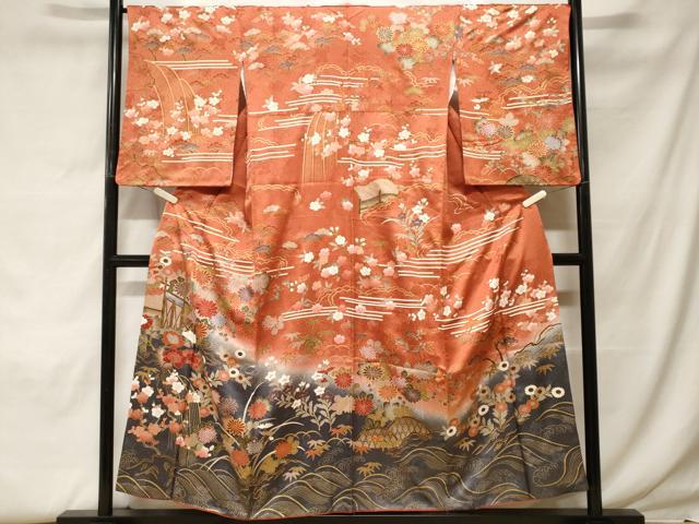 平和屋着物■訪問着 立波籬松竹梅花文 暈し染め 金彩 正絹 逸品 CABF9660ev