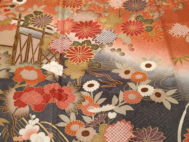平和屋着物■訪問着 立波籬松竹梅花文 暈し染め 金彩 正絹 逸品 CABF9660ev