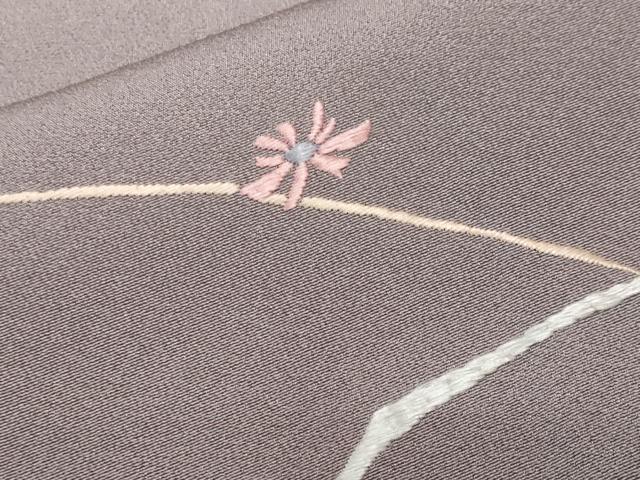 平和屋着物■訪問着 刺繍 芝草花文 正絹 逸品 CABF9662ev