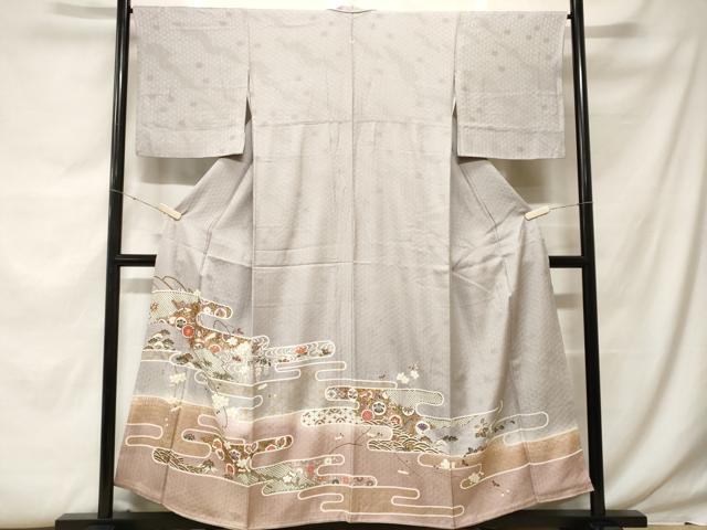 平和屋着物■豪華色留袖 エ霞飛鶴吉祥花文 暈し染め 金彩 正絹 逸品 CABF9675ev