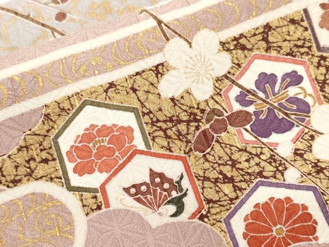 平和屋着物■豪華色留袖 エ霞飛鶴吉祥花文 暈し染め 金彩 正絹 逸品 CABF9675ev