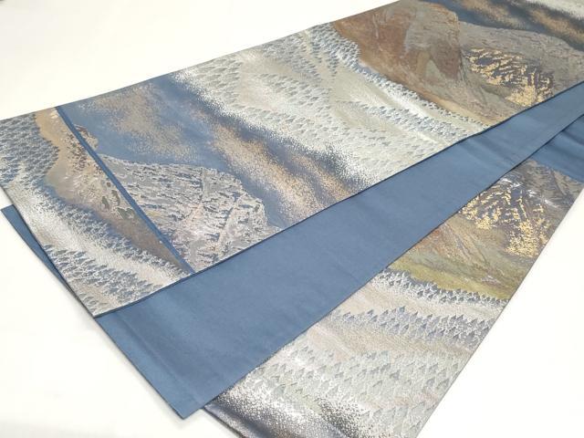 平和屋着物◎六通柄袋帯 アルプスの雪景 金銀糸 正絹 逸品 CABF9679ev