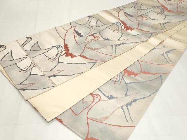 平和屋着物◎六通柄袋帯 唐織 飛鶴文 正絹 逸品 CABF9689ev