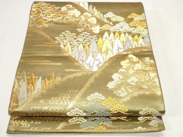 平和屋着物◎六通柄袋帯 遠山樹林文 金銀糸 正絹 逸品 CABF9695ev