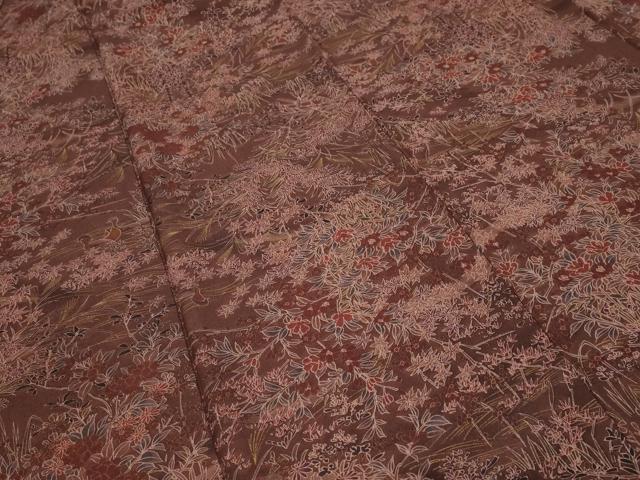 平和屋着物■上質な小紋 鴛鴦流水草花文 正絹 逸品 CABF9727ev