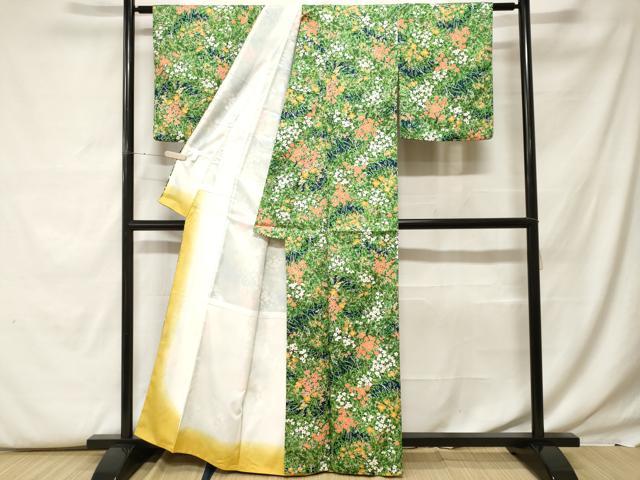 平和屋着物■小紋 草花文 洗える着物 CABF9742ev