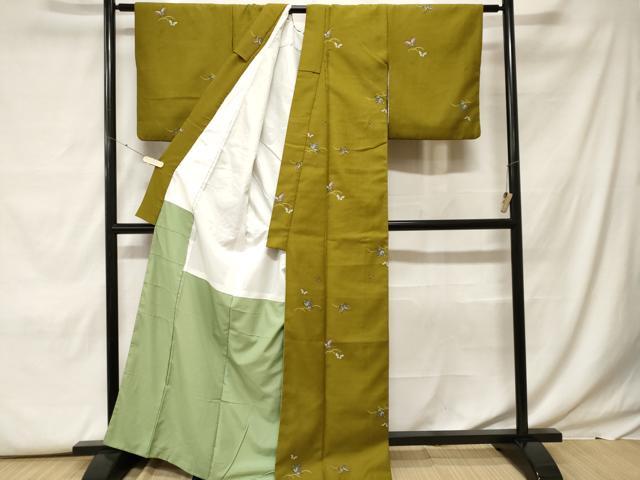 平和屋着物■小紋 芝草舞蝶文 洗える着物 CABF9750ev