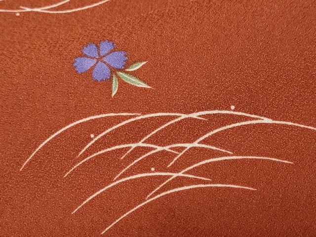 平和屋着物■小紋 露芝舞花文 洗える着物 CABF9756ev