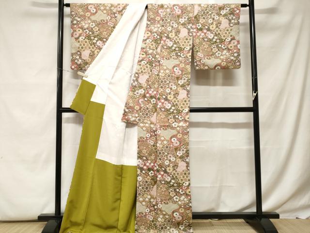 平和屋着物■小紋 辻が花 ロング丈 洗える着物 CABF9763ev