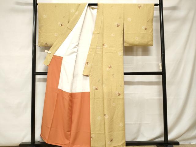 平和屋着物■小紋 草花丸文 金彩 洗える着物 CABF9770ev