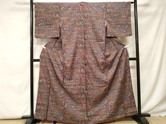 平和屋着物■小紋 切嵌更紗花文 洗える着物 CABF9776ev