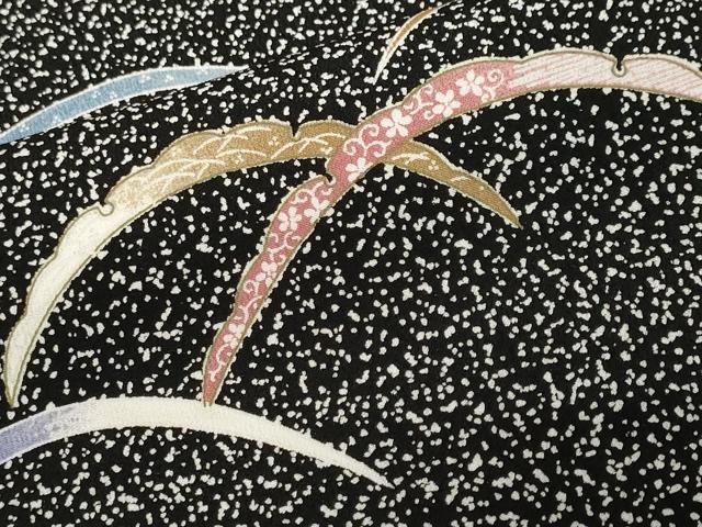 平和屋着物■訪問着 雪芝霰文 黒地 金彩 胴抜き仕立て 洗える着物 CABF9777ev