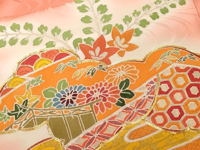 平和屋着物■訪問着 駒刺繍 桐吉祥花文 暈し染め 金銀糸 正絹 逸品 CABF9780ev