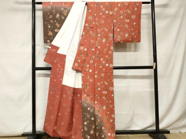 平和屋着物■訪問着 枝花文 暈し染め 金彩 正絹 逸品 CABF9784ev