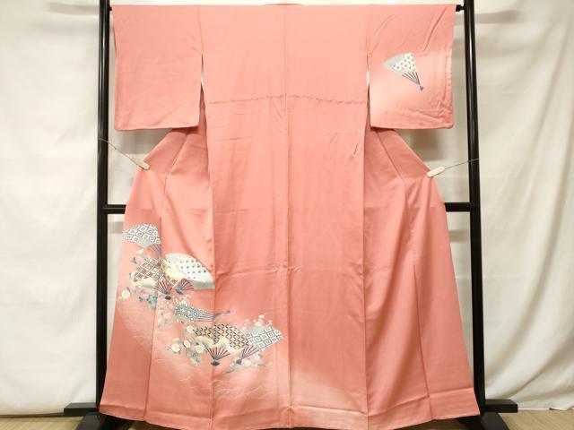 平和屋着物■訪問着 流水扇面吉祥花文 暈し染め 正絹 逸品 CABF9799ev