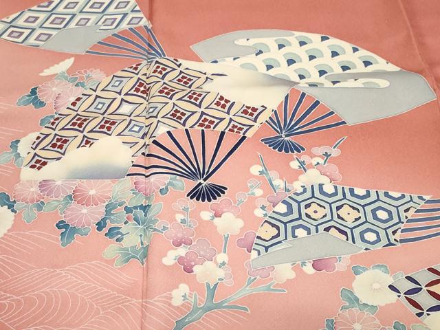 平和屋着物■訪問着 流水扇面吉祥花文 暈し染め 正絹 逸品 CABF9799ev