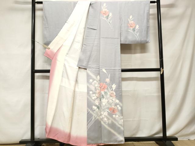 平和屋着物■訪問着 刺繍 枝花文 暈し染め 正絹 逸品 CABF9827ev