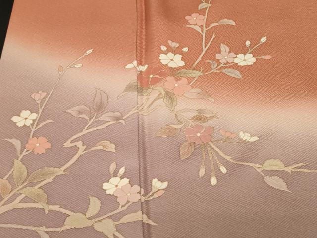 平和屋着物■訪問着 枝花文 暈し染め 金彩 正絹 逸品 未使用 CABF9831ev