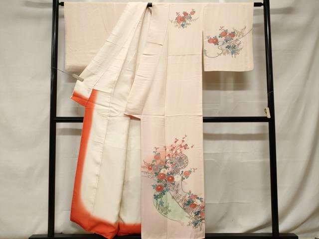 平和屋着物■訪問着 鼓枝花文 暈し染め 金彩 正絹 逸品 CABF9835ev