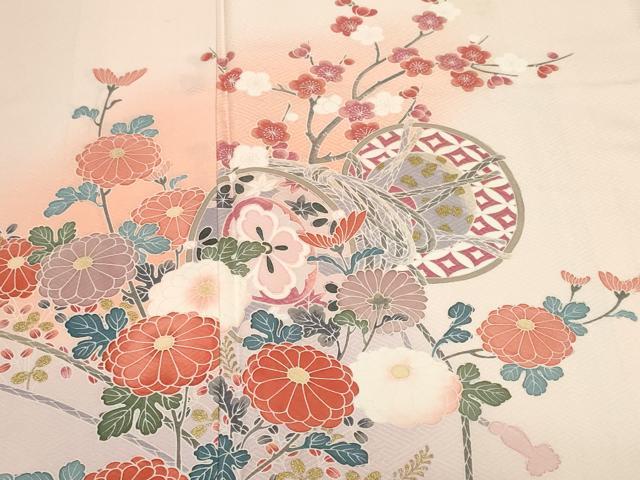 平和屋着物■訪問着 鼓枝花文 暈し染め 金彩 正絹 逸品 CABF9835ev