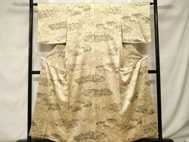 平和屋着物■上質な小紋 雲取り花文 正絹 逸品 CABF9836ev