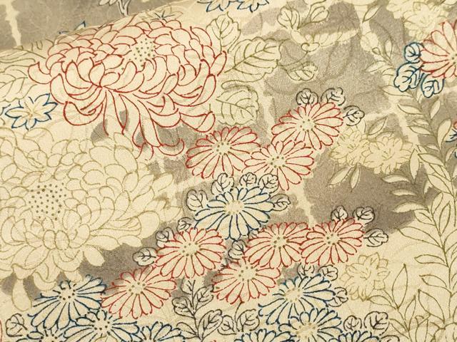 平和屋着物■上質な小紋 雲取り花文 正絹 逸品 CABF9836ev