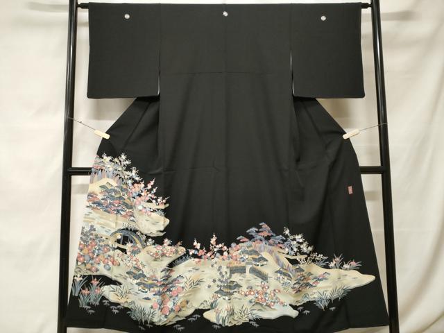 平和屋着物■豪華黒留袖 作家物 御所解文 暈し染め 正絹 逸品 CABF9839ev