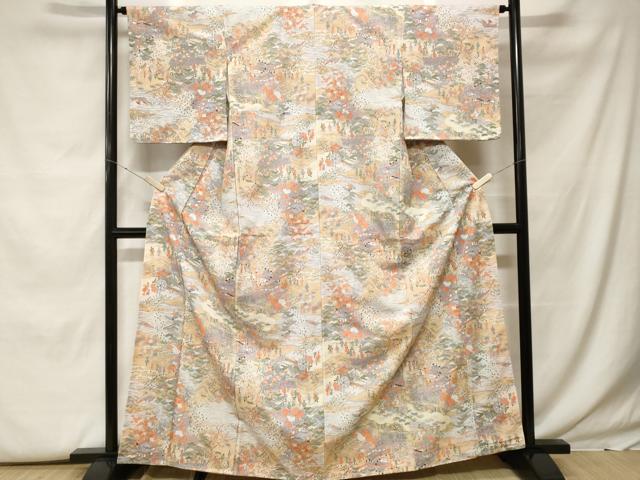 平和屋着物■小紋 人物御所解文 洗える着物 CABF9853ev