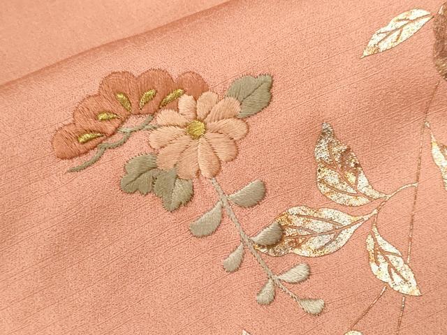 平和屋着物■中国三大刺繍 スワトウ刺繍 訪問着 螺鈿 蔦の葉草花文 暈し染め 金銀彩 鈴乃屋扱い 正絹 逸品 CABF9864ev