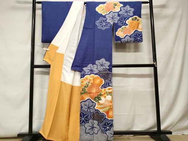 平和屋着物■訪問着 駒刺繍 絞り 雲取り花文 正絹 逸品 CABF9870ev